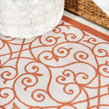 Madrid Vintage Filigree Textured Weave Indoor/outdoor Square Rug